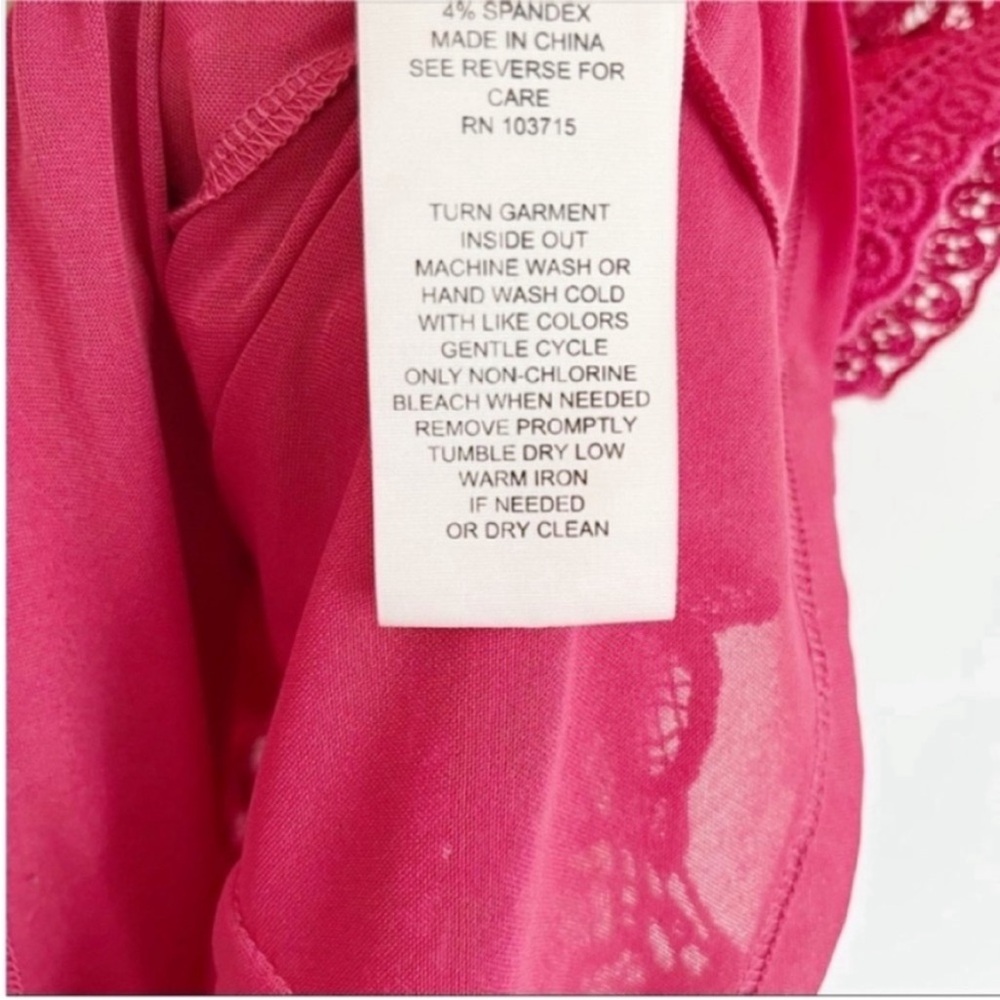 Nanette Nanette Lepore shirt pink mock neck floral lace sleeveless - Picture 8 of 9